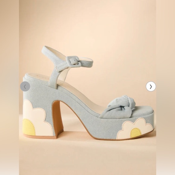 NWT Altar’d State Denim Daisy Blossom Platform Sandals - Picture 8 of 8